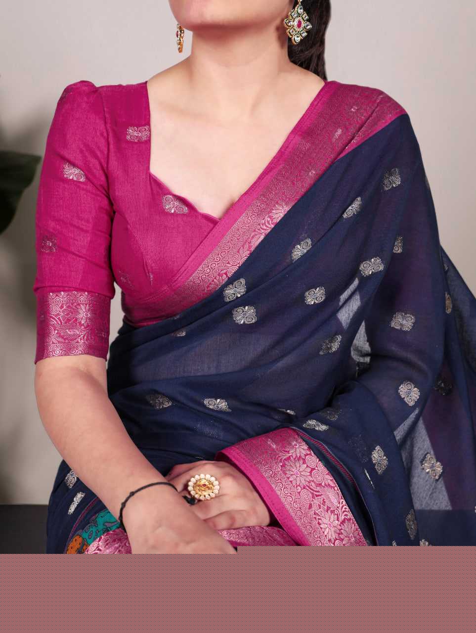 Cotton KESH134 7031 Sarees Wholesale Jacquard Saree Printed Cotton Saree Cotton Sarees