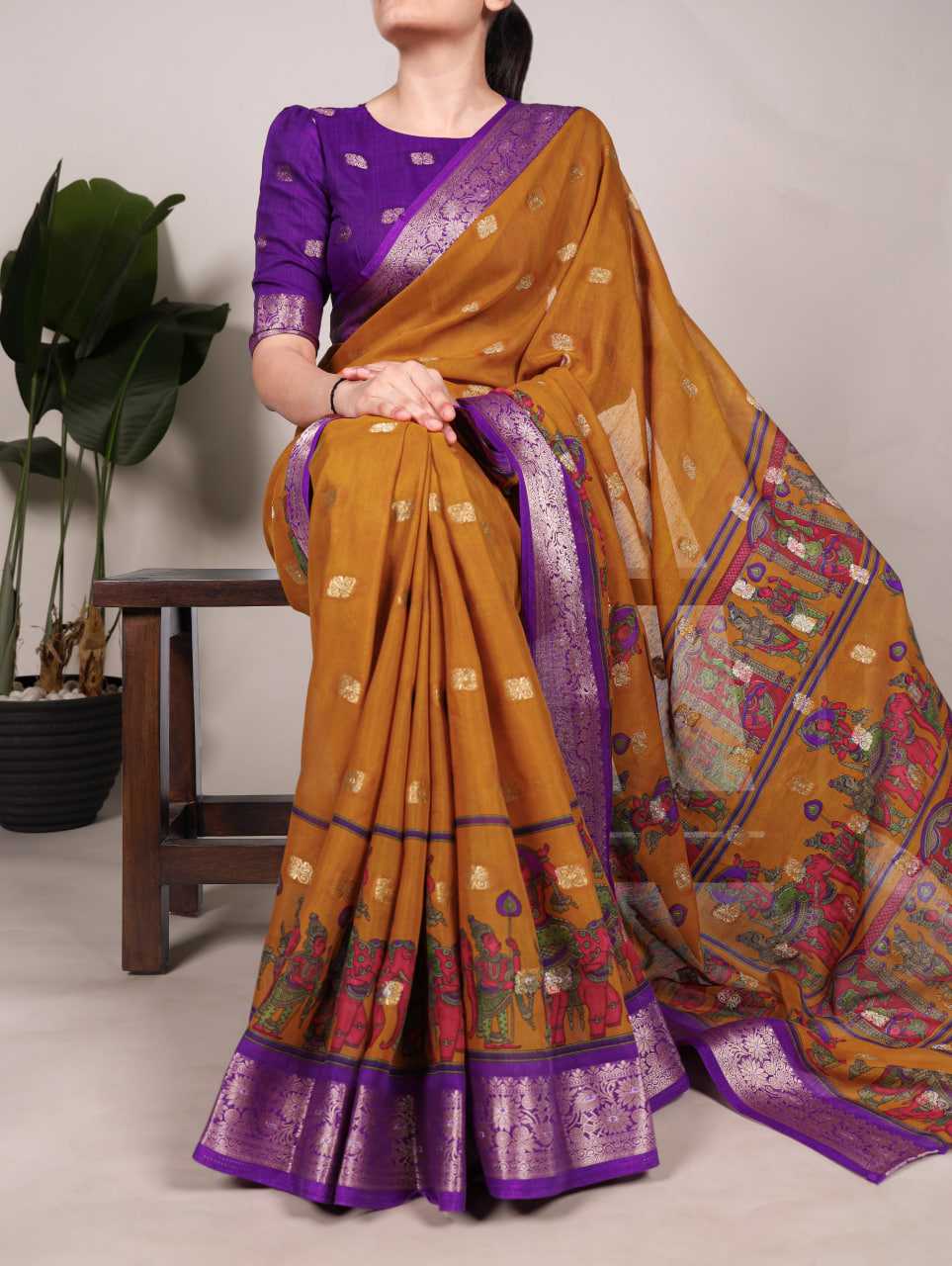 Cotton KESH134 7031 Sarees Wholesale Jacquard Saree Printed Cotton Saree Cotton Sarees