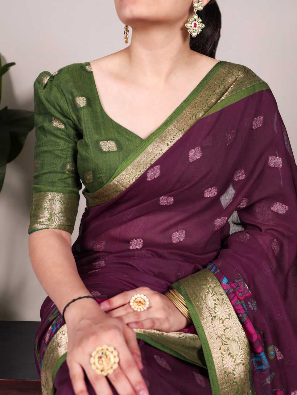 Cotton KESH134 7031 Sarees Wholesale Jacquard Saree Printed Cotton Saree Cotton Sarees