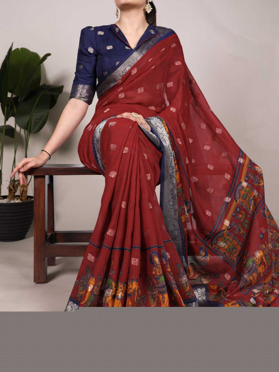 Cotton KESH134 7031 Sarees Wholesale Jacquard Saree Printed Cotton Saree Cotton Sarees