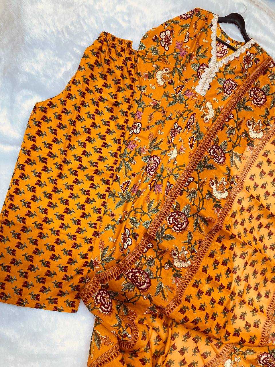 Cotton RIN188 Saanvika 3Peice Set Gowns Wholesale Printed Gowns Anarkali Gown Long Gowns