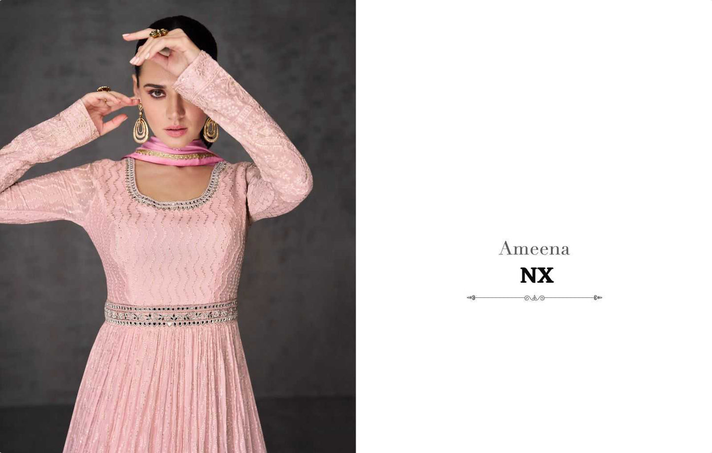 Georgette RIN197 SAYURI DESIGNER AMEENA Gowns Wholesale Printed Gowns Anarkali Gown Party Gowns Long Gowns