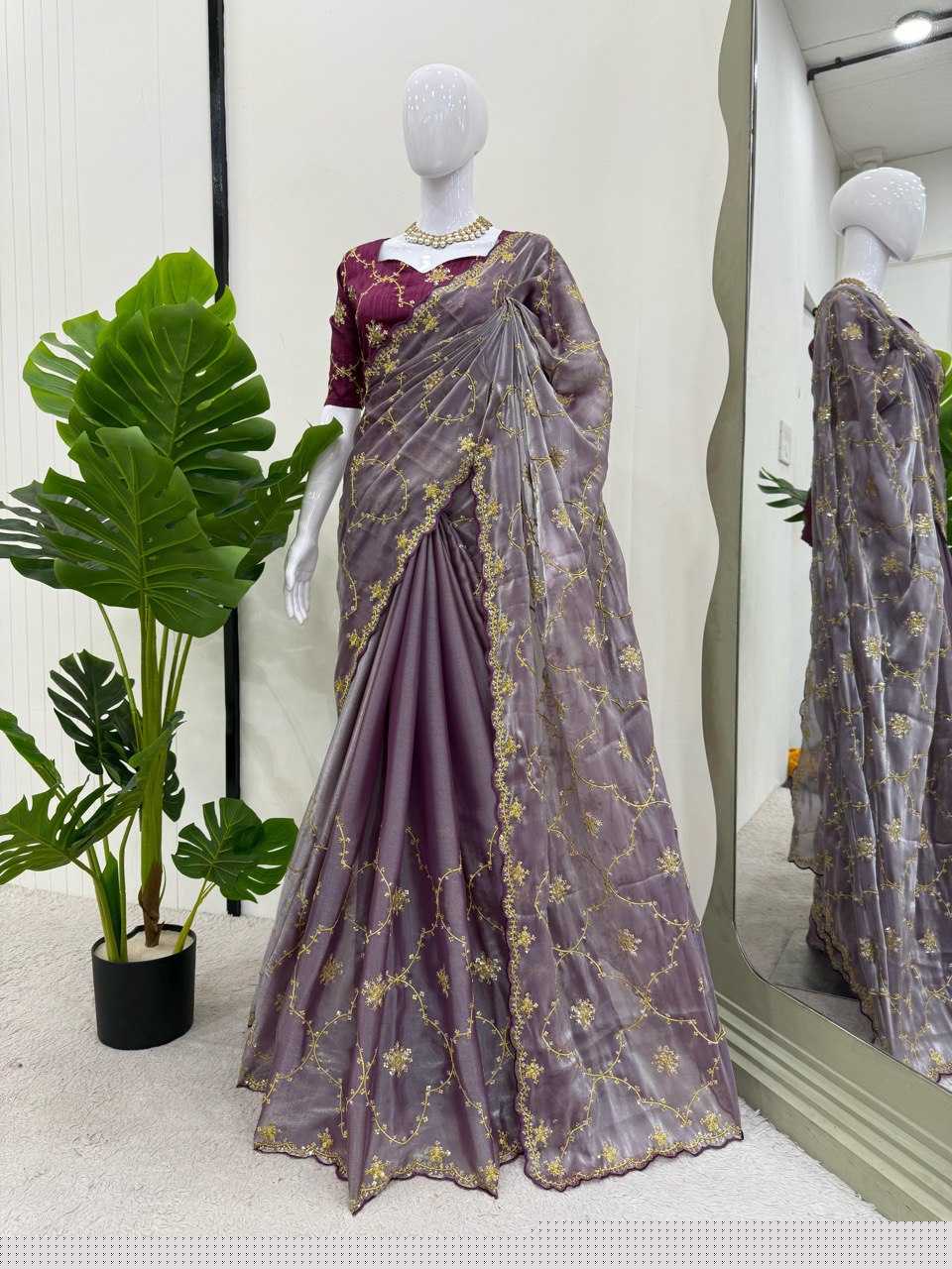Jimmy Choo RIN133 561 Sarees Wholesale Fancy Sarees Sequence Sarees Weightless Sarees