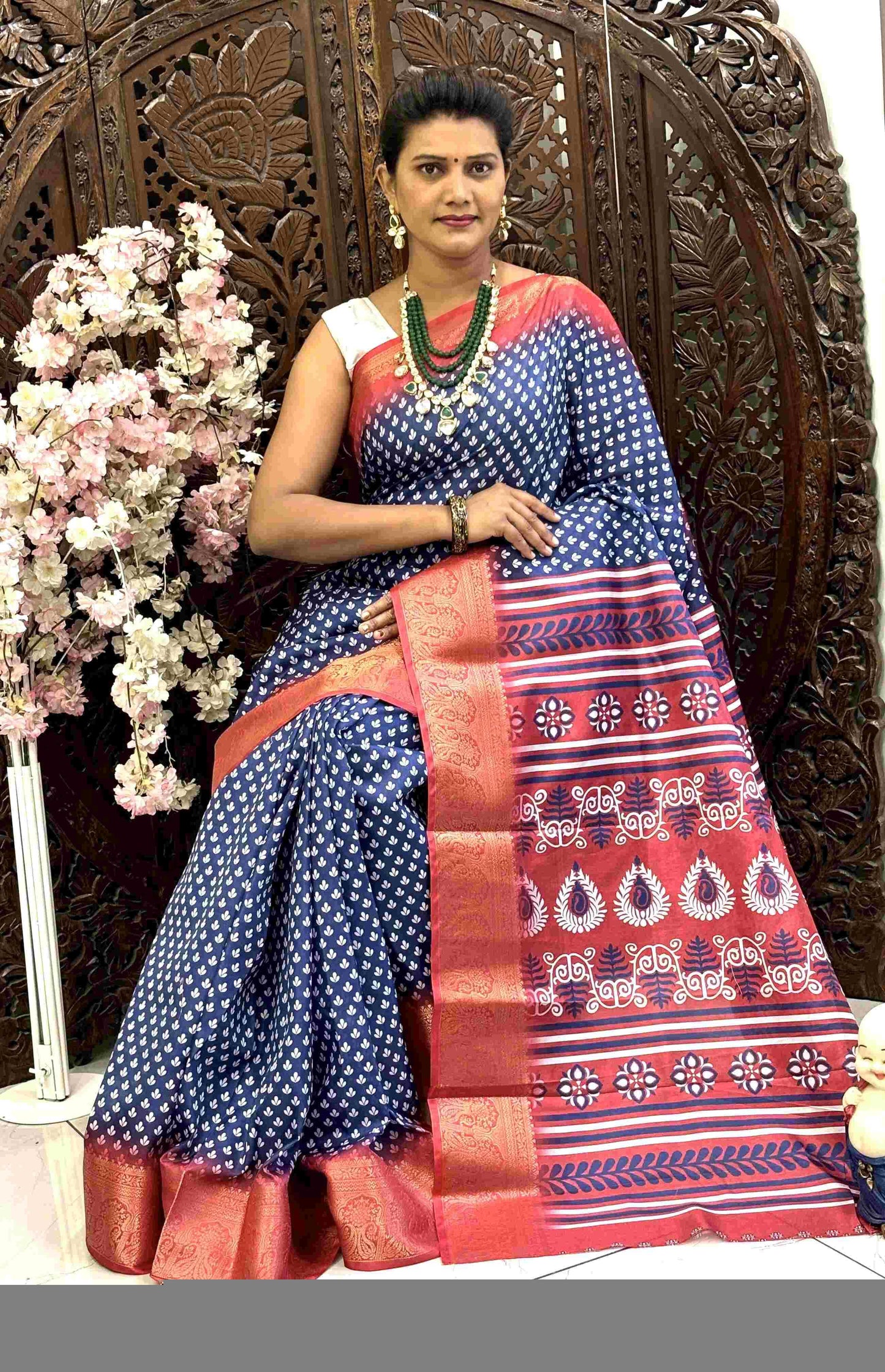 Kanjivaram Silk RIN145 QUEEN Silk Sarees Wholesale Dola Silk Sarees Kanjeevaram Sarees Printed Silk Saree
