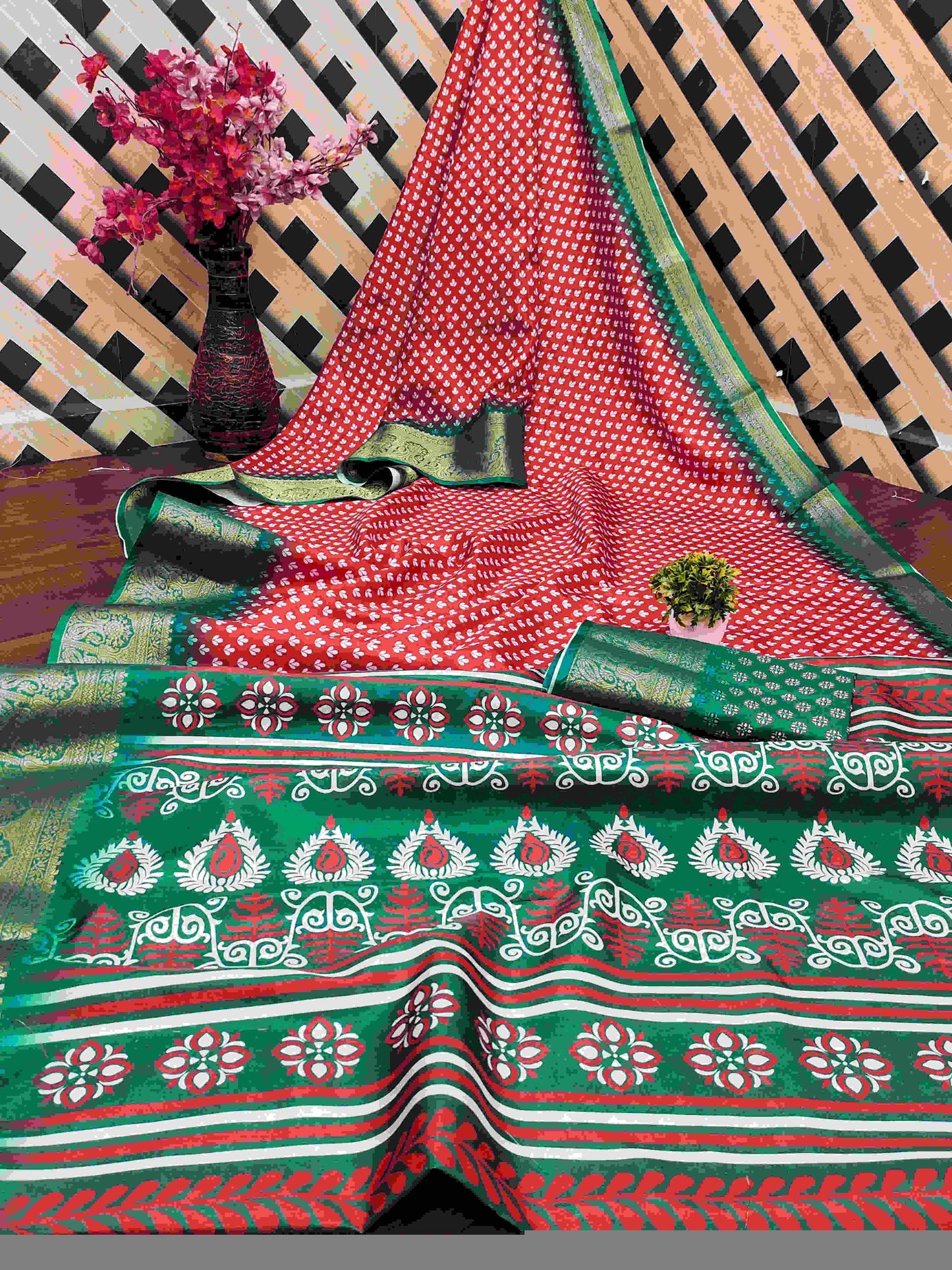 Kanjivaram Silk RIN145 QUEEN Silk Sarees Wholesale Dola Silk Sarees Kanjeevaram Sarees Printed Silk Saree
