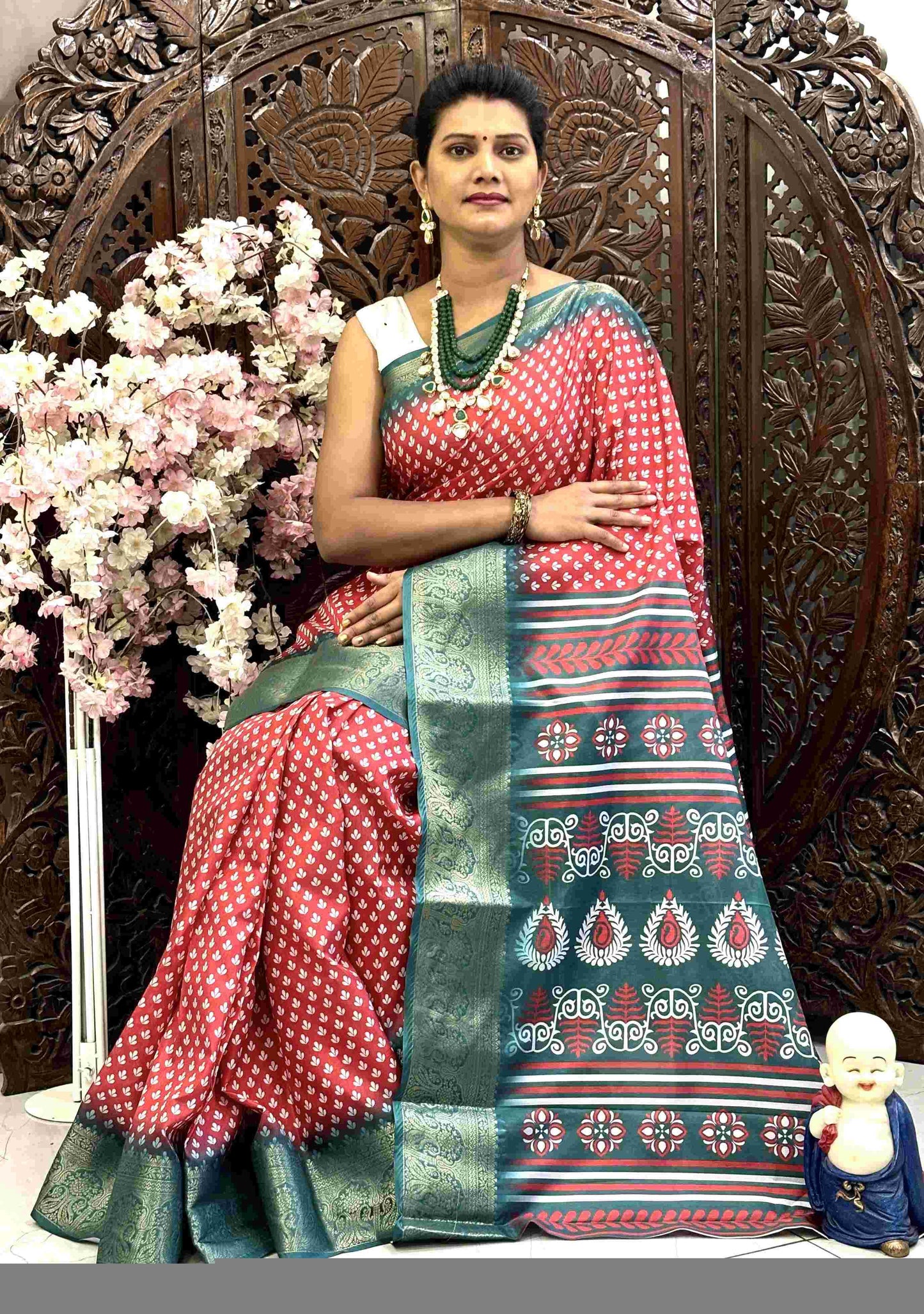 Kanjivaram Silk RIN145 QUEEN Silk Sarees Wholesale Dola Silk Sarees Kanjeevaram Sarees Printed Silk Saree