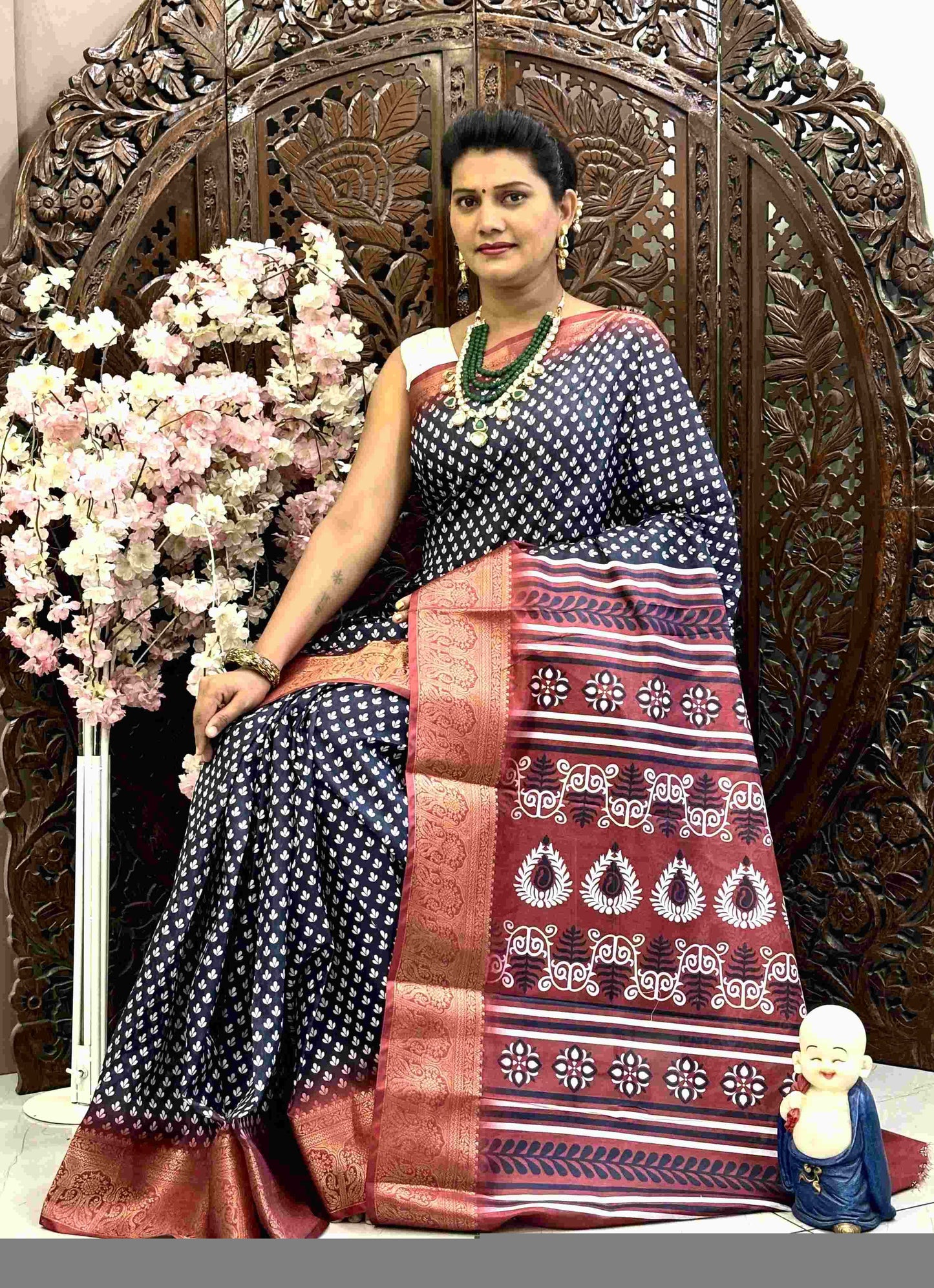 Kanjivaram Silk RIN145 QUEEN Silk Sarees Wholesale Dola Silk Sarees Kanjeevaram Sarees Printed Silk Saree