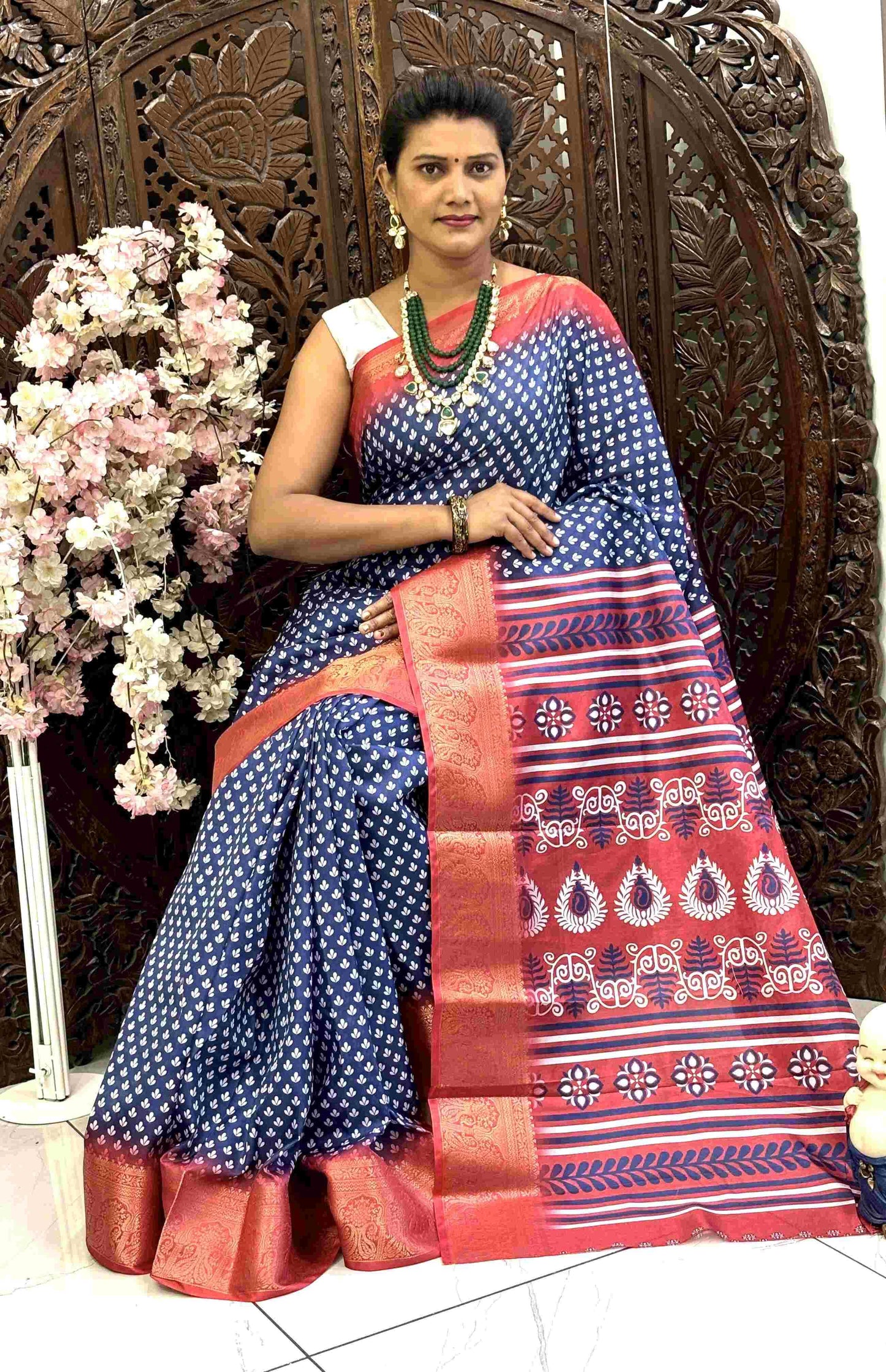 Kanjivaram Silk RIN145 QUEEN Silk Sarees Wholesale Dola Silk Sarees Kanjeevaram Sarees Printed Silk Saree