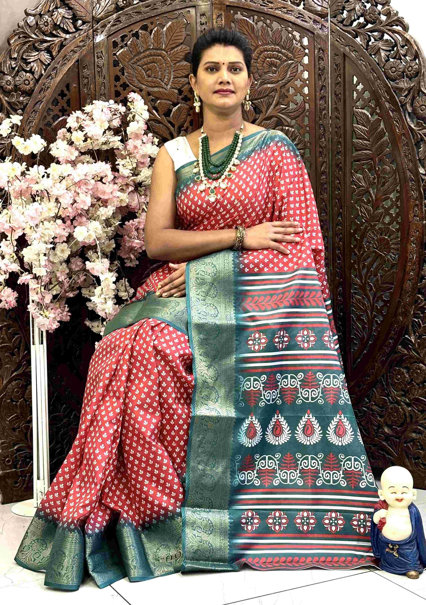 Kanjivaram Silk RIN145 QUEEN Silk Sarees Wholesale Dola Silk Sarees Kanjeevaram Sarees Printed Silk Saree
