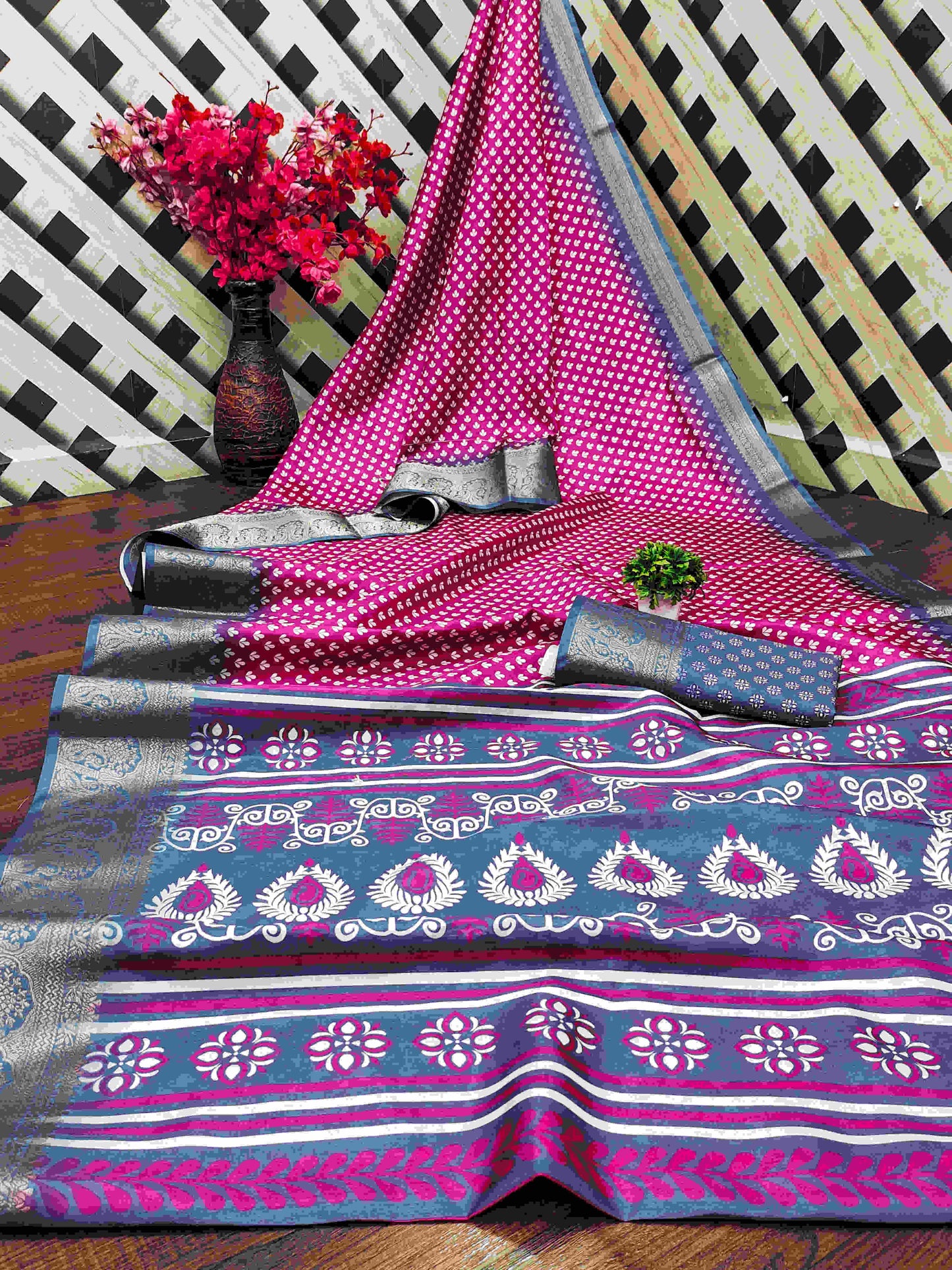 Kanjivaram Silk RIN145 QUEEN Silk Sarees Wholesale Dola Silk Sarees Kanjeevaram Sarees Printed Silk Saree
