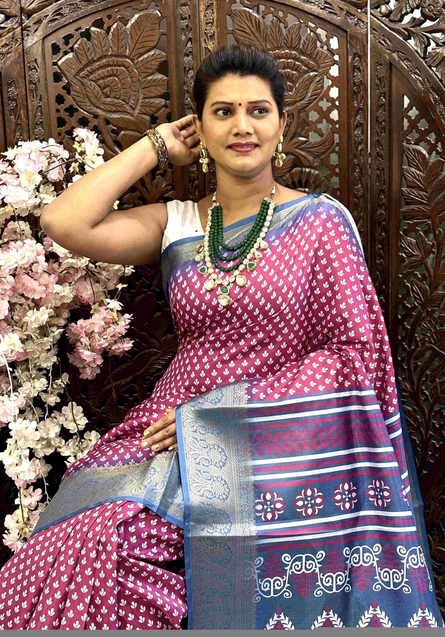 Kanjivaram Silk RIN145 QUEEN Silk Sarees Wholesale Dola Silk Sarees Kanjeevaram Sarees Printed Silk Saree