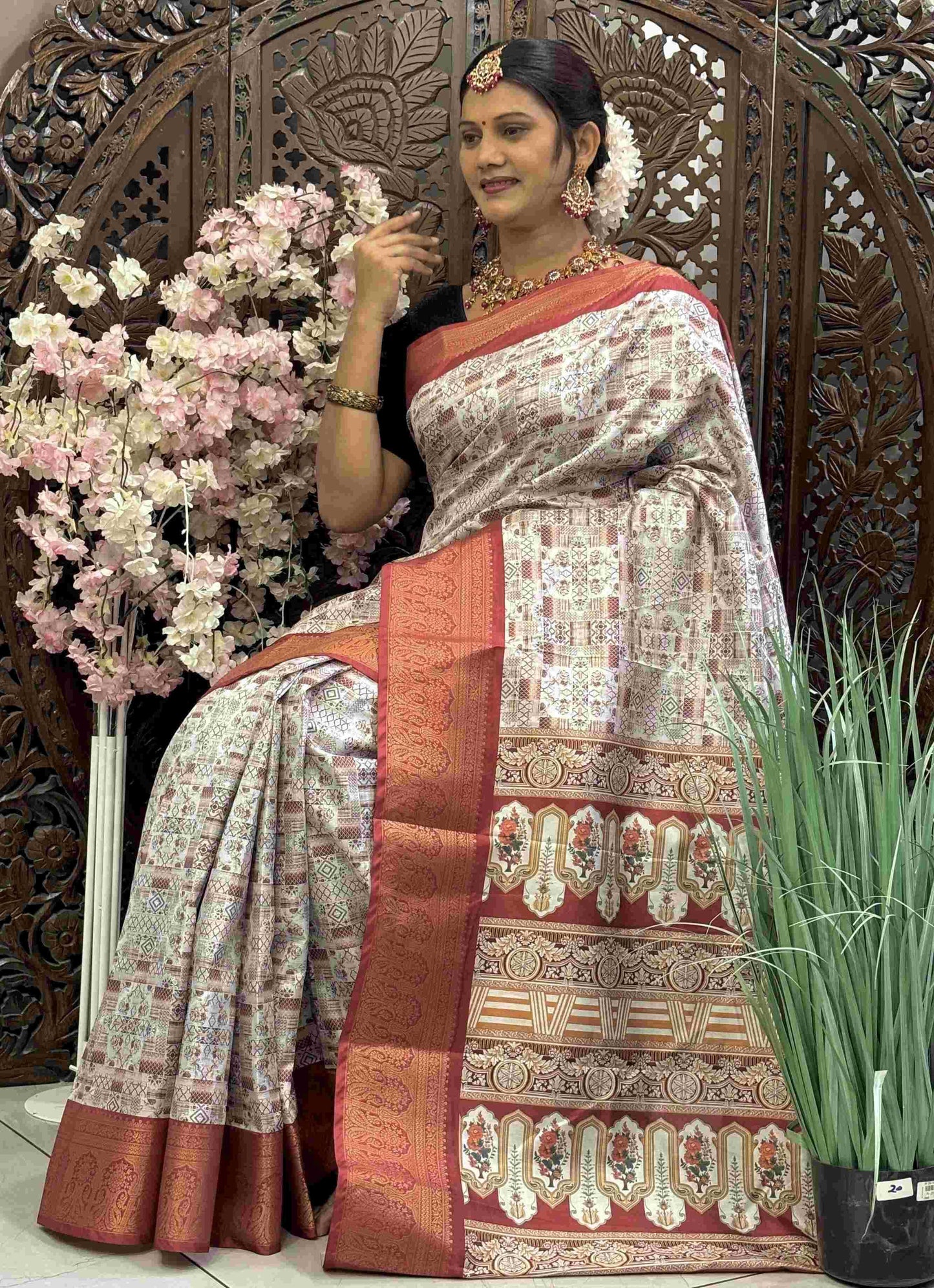 Kanjivaram Silk RIN145 RADHIKA Silk Sarees Wholesale Dola Silk Sarees Kanjeevaram Sarees Printed Silk Saree