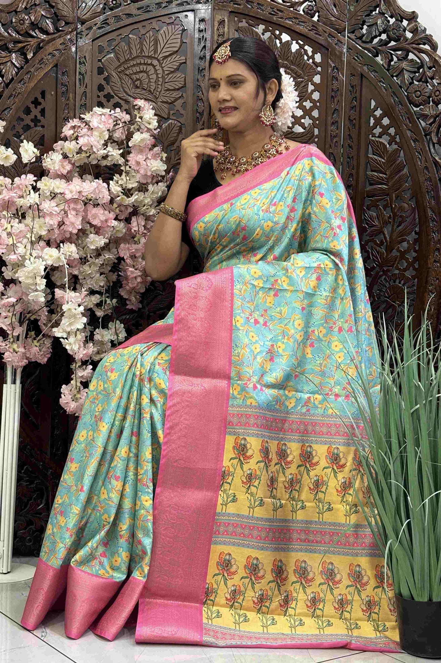 Kanjivaram Silk RIN145 RADHIKA Silk Sarees Wholesale Dola Silk Sarees Kanjeevaram Sarees Printed Silk Saree