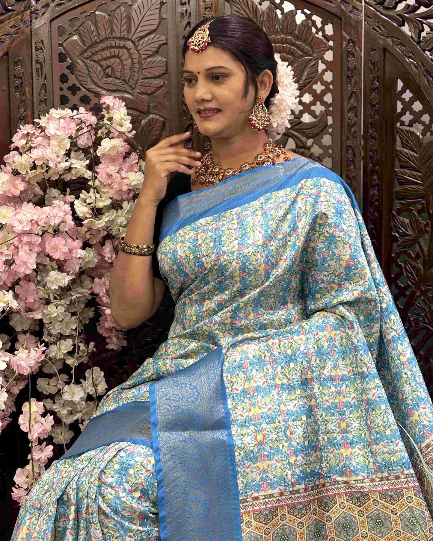 Kanjivaram Silk RIN145 RADHIKA Silk Sarees Wholesale Dola Silk Sarees Kanjeevaram Sarees Printed Silk Saree