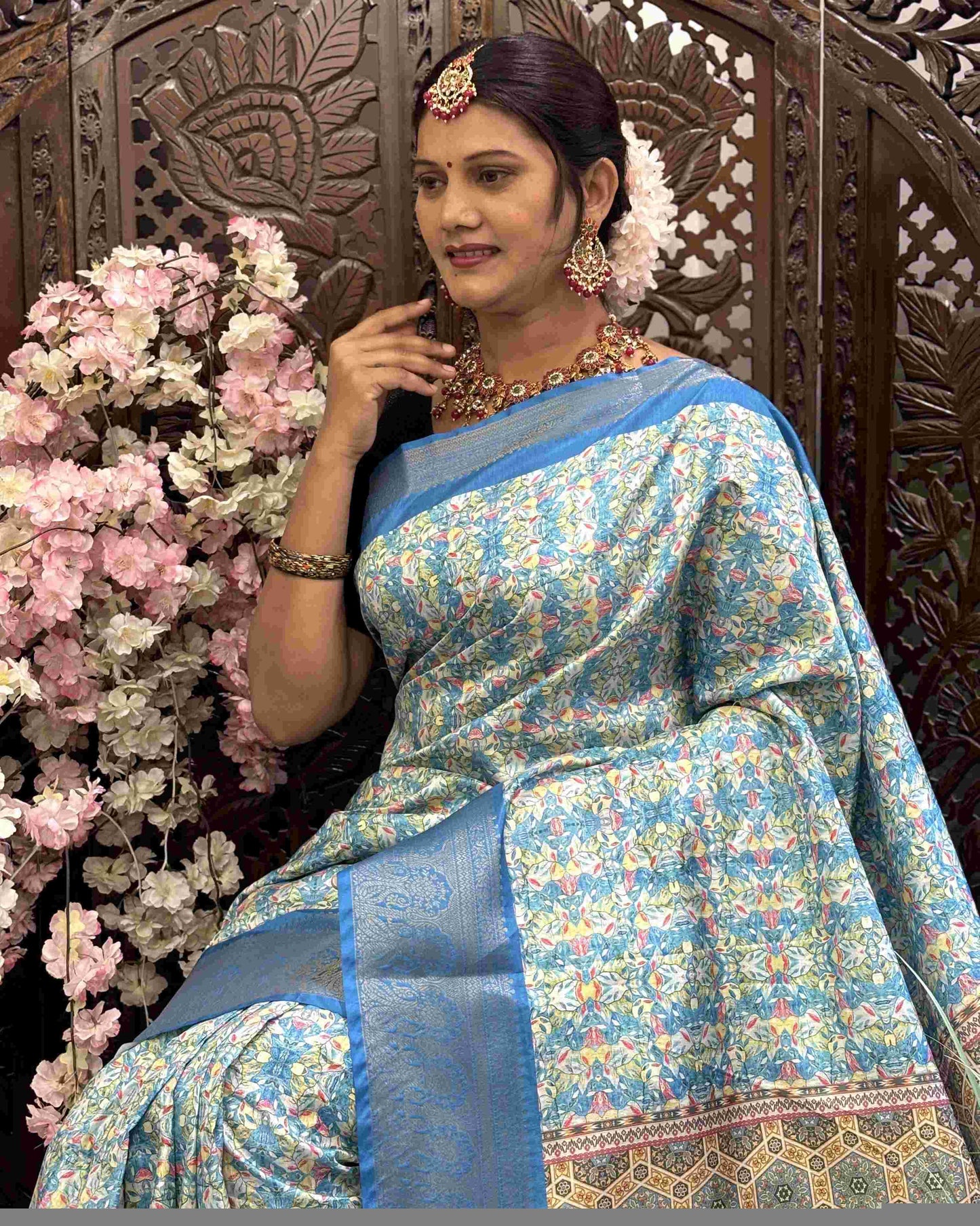 Kanjivaram Silk RIN145 RADHIKA Silk Sarees Wholesale Dola Silk Sarees Kanjeevaram Sarees Printed Silk Saree