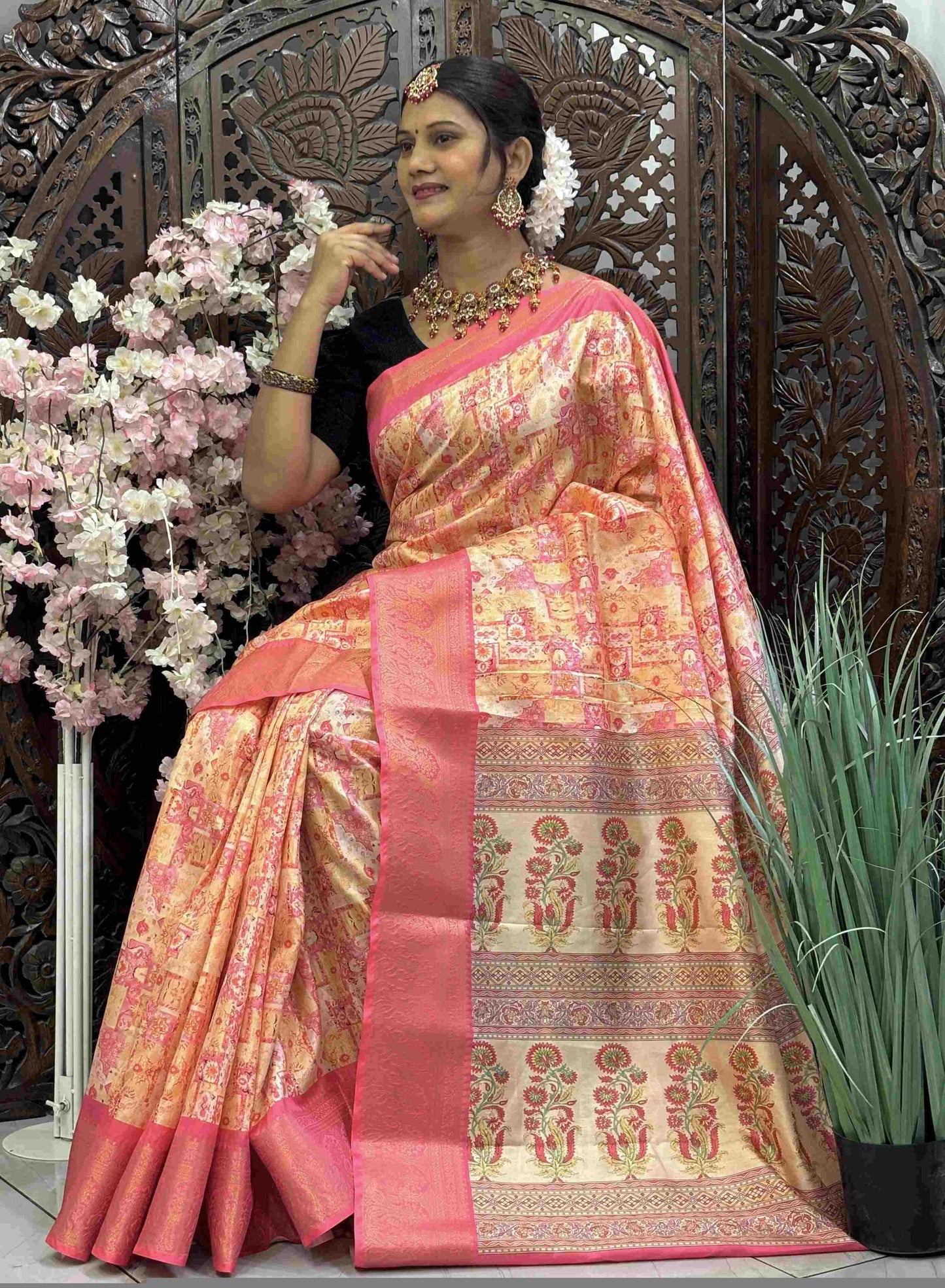 Kanjivaram Silk RIN145 RADHIKA Silk Sarees Wholesale Dola Silk Sarees Kanjeevaram Sarees Printed Silk Saree