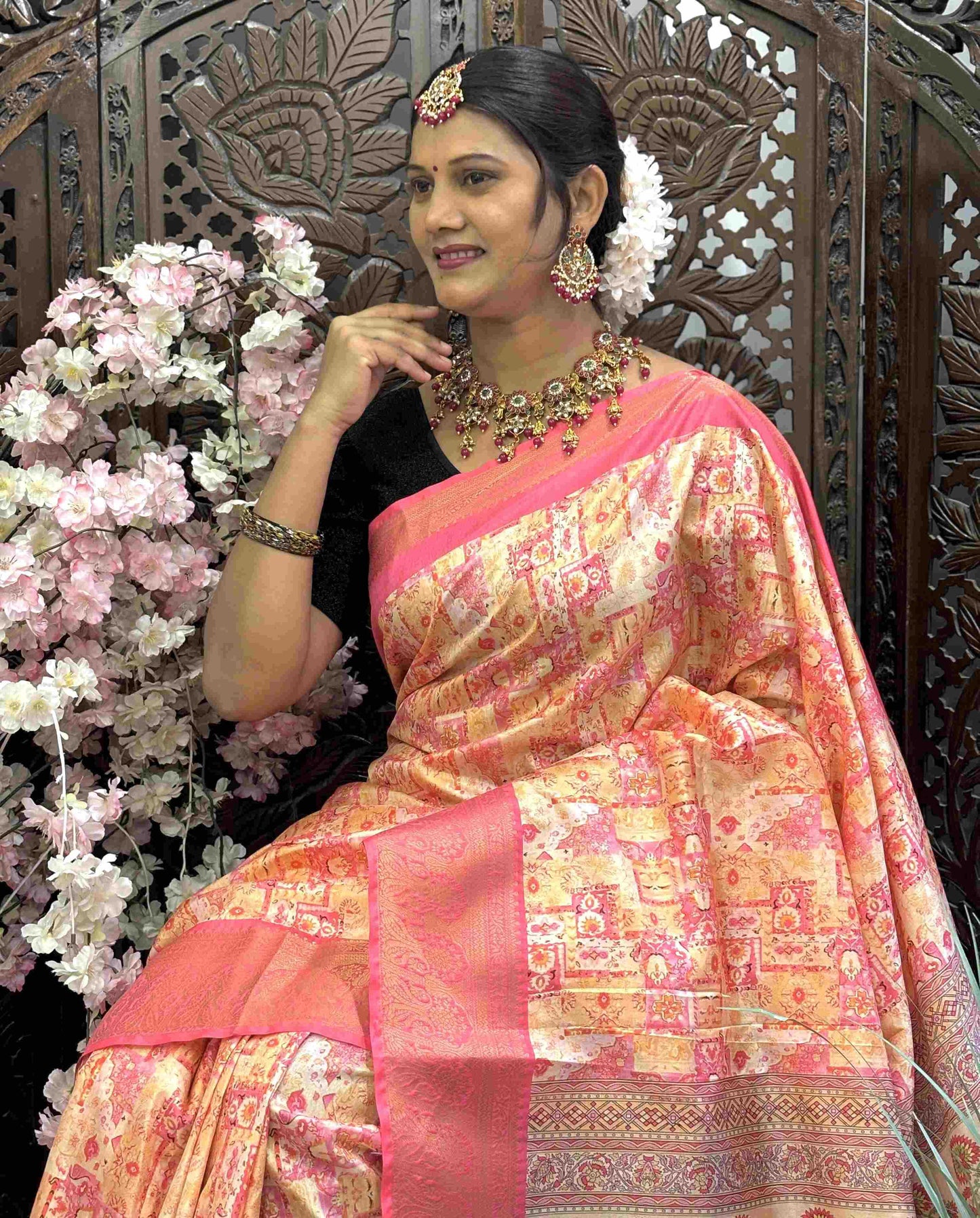 Kanjivaram Silk RIN145 RADHIKA Silk Sarees Wholesale Dola Silk Sarees Kanjeevaram Sarees Printed Silk Saree