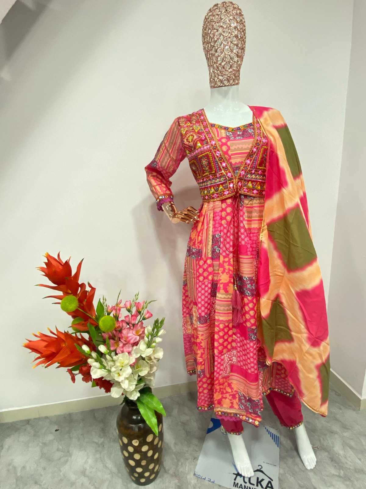 Muslin Silk RIN222 1066 Suits & Dresses Gowns Festive Collections Wholesale Printed Gowns Designer Suits Silk Gowns