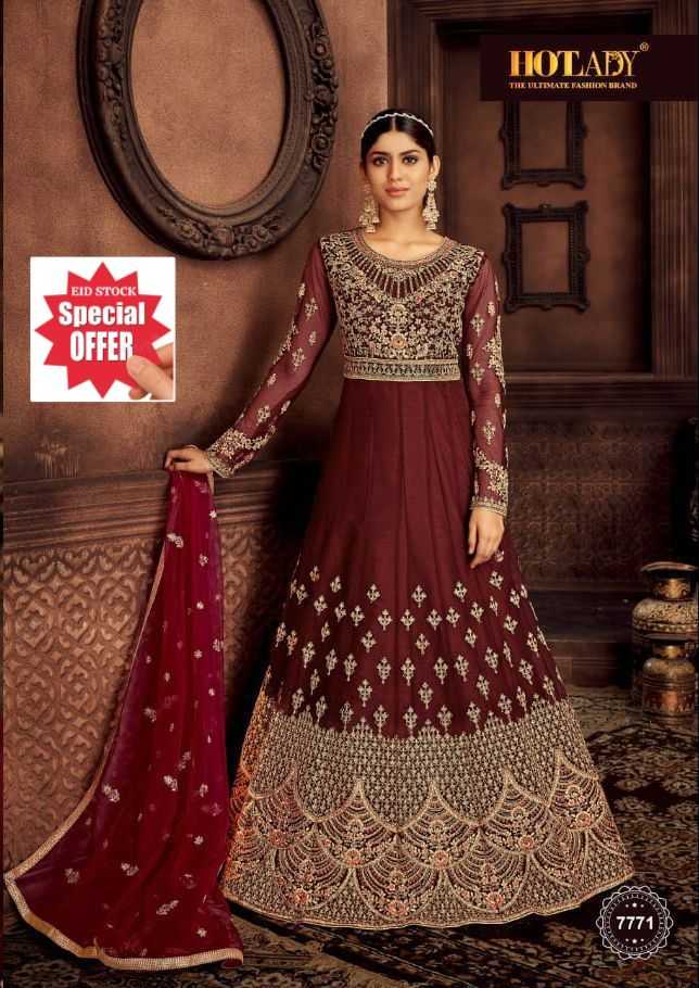Net RIN197 7771 HOTLADY Gowns Wholesale Embroidery Gowns Anarkali Gown Net Gowns