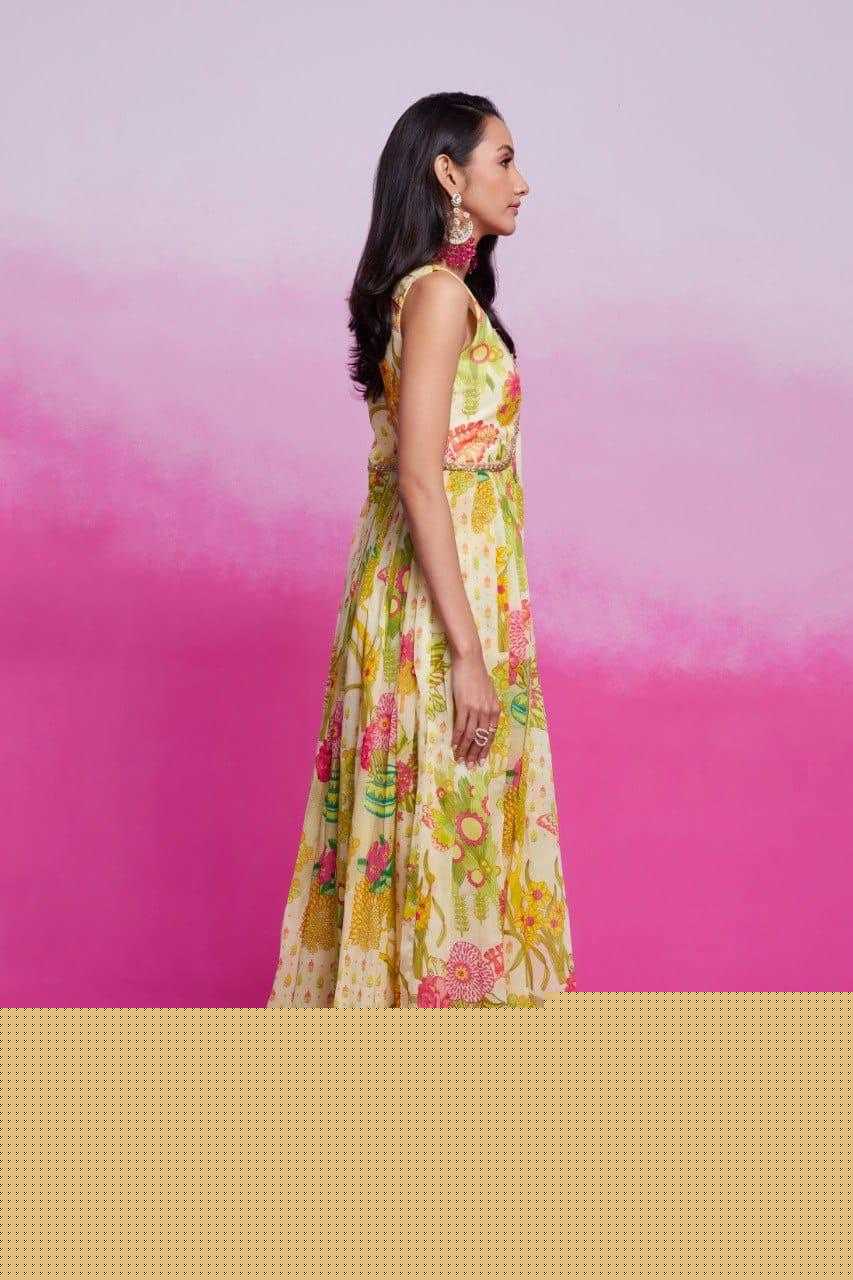 Organza RIN197 New Printed Gown Gowns Wholesale Printed Gowns Fancy Gowns Off-Shoulder Gowns