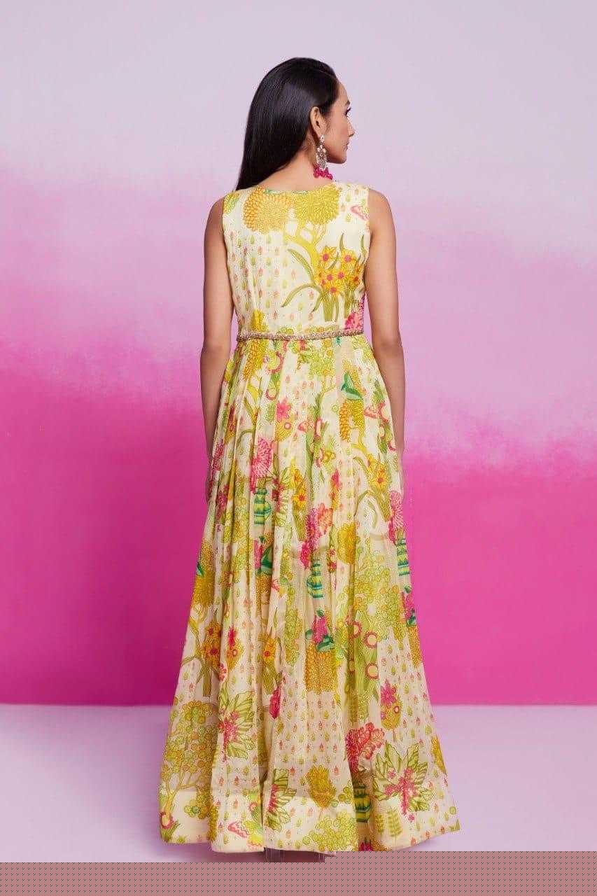 Organza RIN197 New Printed Gown Gowns Wholesale Printed Gowns Fancy Gowns Off-Shoulder Gowns