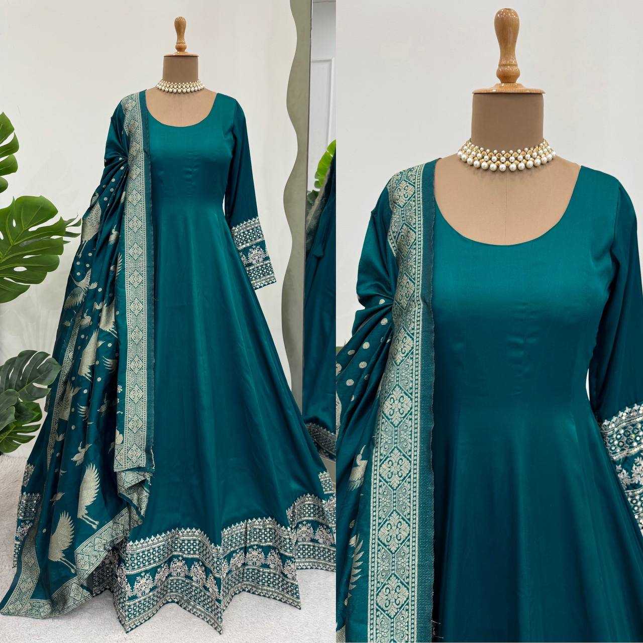 Satin Silk RIN162 SYFF17-5830 Gowns Wedding Collections Festive Collections Wholesale Satin Gowns After-Party Outfits Holi Collections Eid Collections