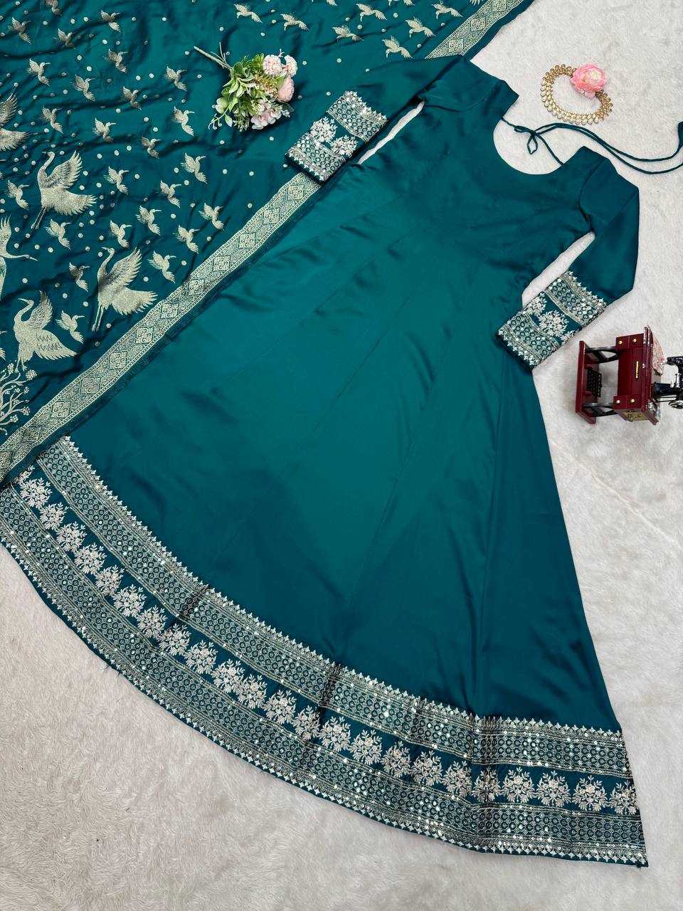 Satin Silk RIN162 SYFF17-5830 Gowns Wedding Collections Festive Collections Wholesale Satin Gowns After-Party Outfits Holi Collections Eid Collections
