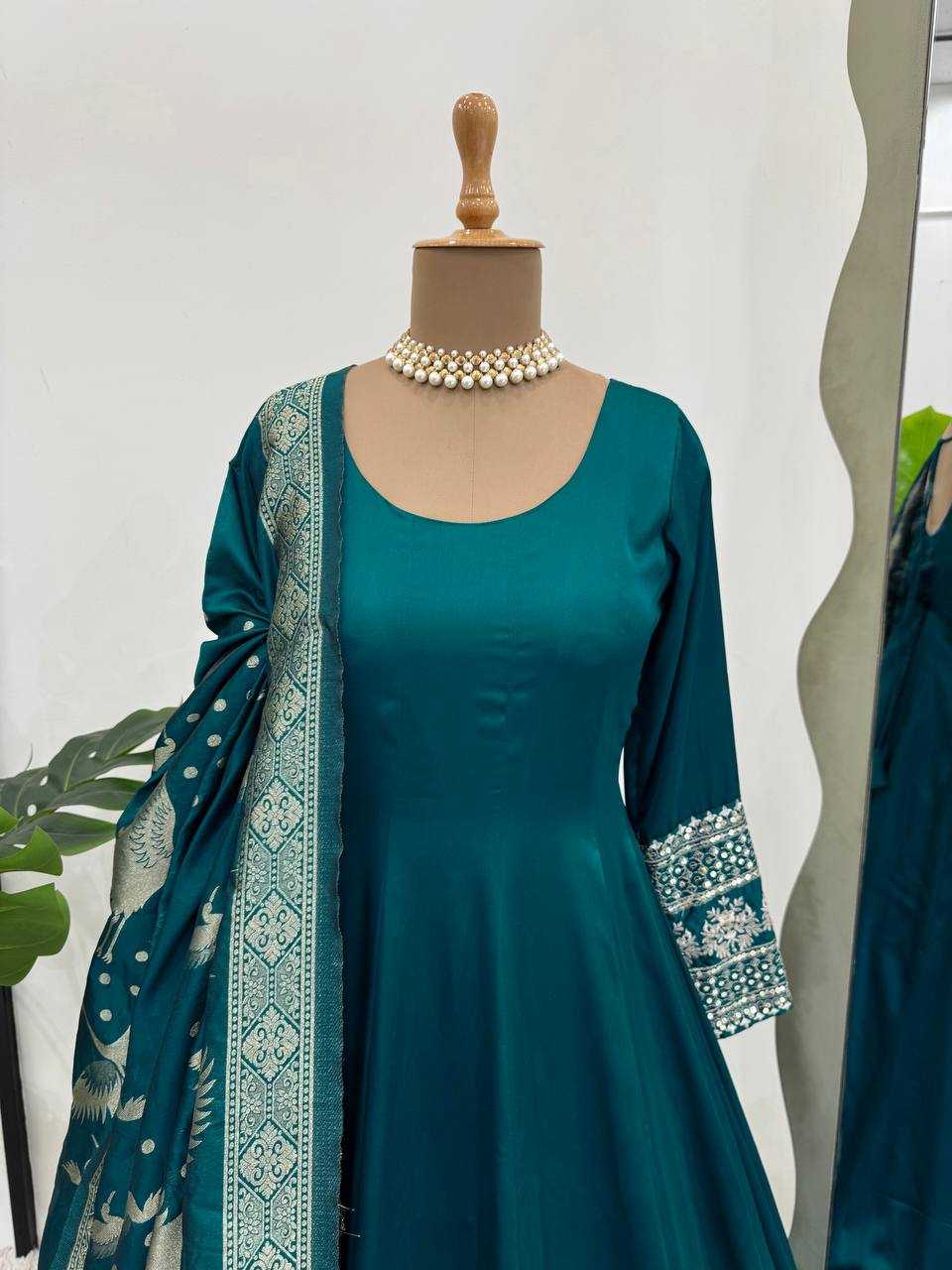 Satin Silk RIN162 SYFF17-5830 Gowns Wedding Collections Festive Collections Wholesale Satin Gowns After-Party Outfits Holi Collections Eid Collections