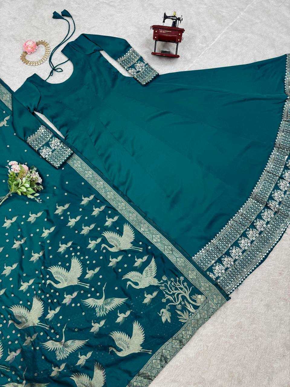 Satin Silk RIN162 SYFF17-5830 Gowns Wedding Collections Festive Collections Wholesale Satin Gowns After-Party Outfits Holi Collections Eid Collections