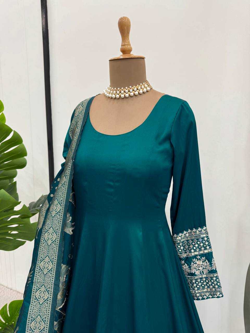 Satin Silk RIN162 SYFF17-5830 Gowns Wedding Collections Festive Collections Wholesale Satin Gowns After-Party Outfits Holi Collections Eid Collections