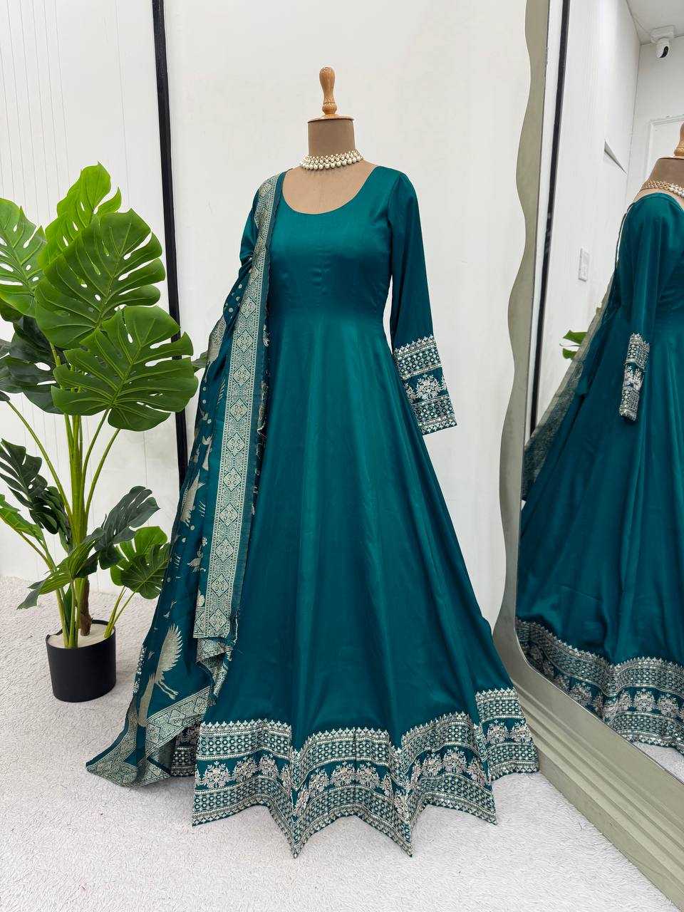 Satin Silk RIN162 SYFF17-5830 Gowns Wedding Collections Festive Collections Wholesale Satin Gowns After-Party Outfits Holi Collections Eid Collections