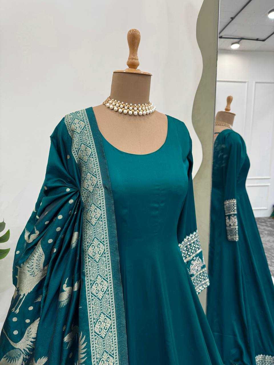 Satin Silk RIN162 SYFF17-5830 Gowns Wedding Collections Festive Collections Wholesale Satin Gowns After-Party Outfits Holi Collections Eid Collections