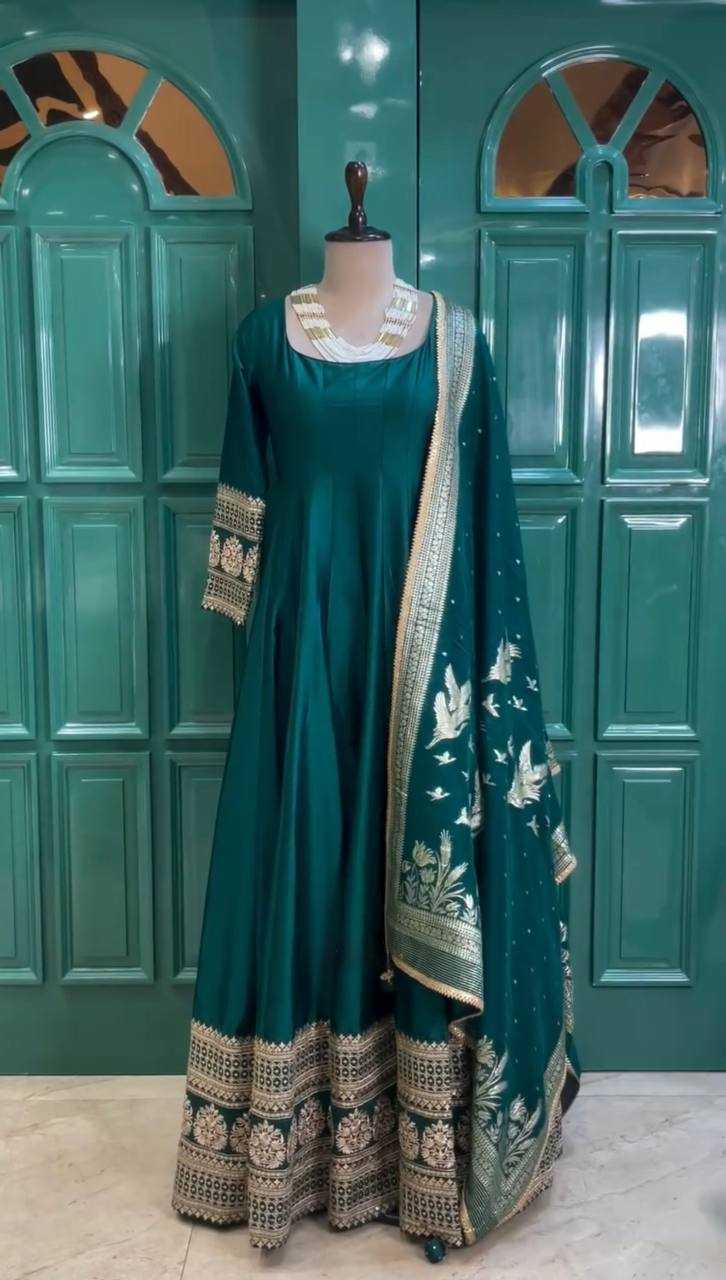 Satin Silk RIN162 SYFF17-5830 Gowns Wedding Collections Festive Collections Wholesale Satin Gowns After-Party Outfits Holi Collections Eid Collections