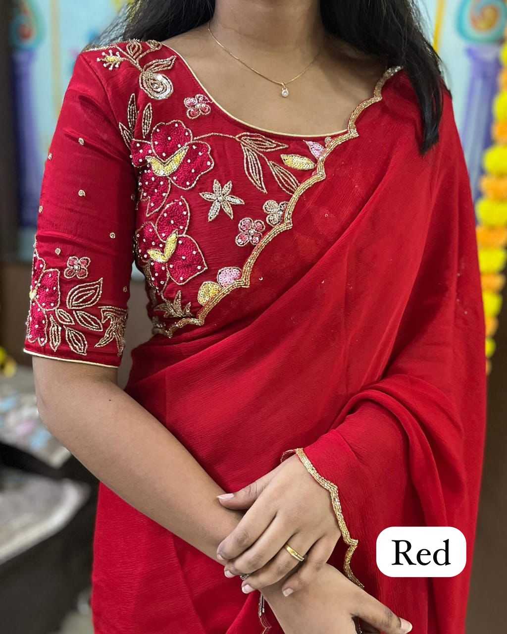 Soft chinon RIN118 228 Sarees Silk Sarees Festive Collections Wholesale Party Wear Sarees Soft Silk Sarees Festival Silk Sarees