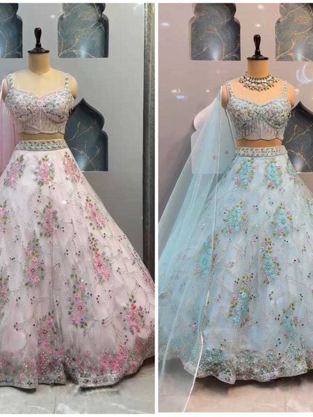 Organza Silk RIN108 1593 Lehengas Wholesale Fancy Lehenga Bridal Lehenga Embroidered Lehenga Sequins Lehenga