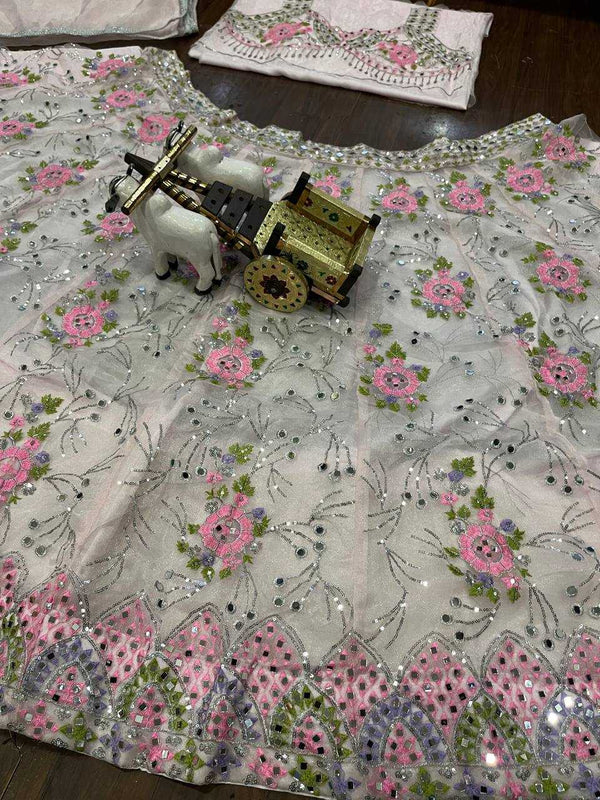 Organza Silk RIN108 1593 Lehengas Wholesale Fancy Lehenga Bridal Lehenga Embroidered Lehenga Sequins Lehenga