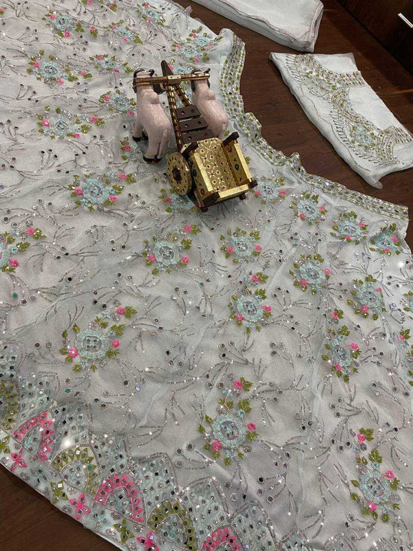 Organza Silk RIN108 1593 Lehengas Wholesale Fancy Lehenga Bridal Lehenga Embroidered Lehenga Sequins Lehenga