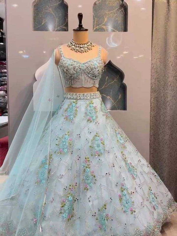 Organza Silk RIN108 1593 Lehengas Wholesale Fancy Lehenga Bridal Lehenga Embroidered Lehenga Sequins Lehenga