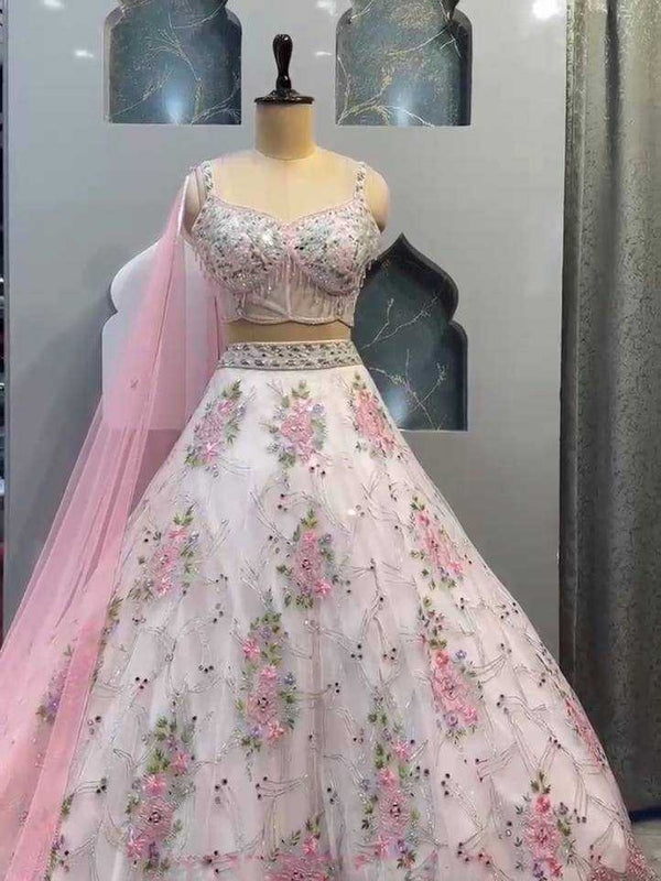 Organza Silk RIN108 1593 Lehengas Wholesale Fancy Lehenga Bridal Lehenga Embroidered Lehenga Sequins Lehenga