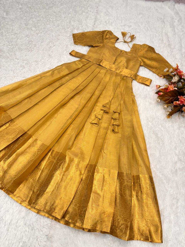 Banarasi Soft Silk RIN222 149 Gowns Wedding Collections Wholesale Party Wear Gowns Sangeet Outfits