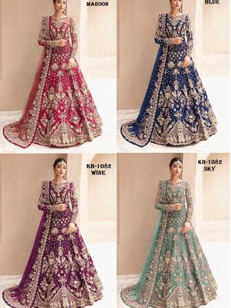 Butterfly Net KESH416 KB 1082 Gowns Wedding Collections Festive Collections Wholesale Embroidery Gowns Net Gowns Holi Collections
