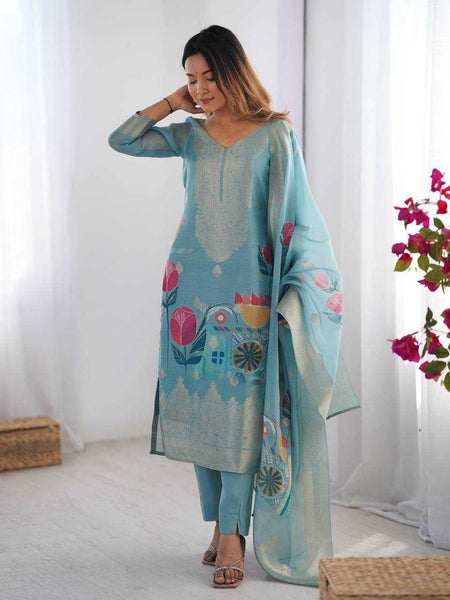 Chanderi Silk RIN133 16 Suits & Dresses Wholesale Ladies Suits Printed Suits Embroidery Suits