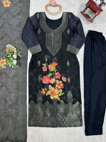 Chanderi Silk RIN133 16 Suits & Dresses Wholesale Ladies Suits Printed Suits Palazzo Suit