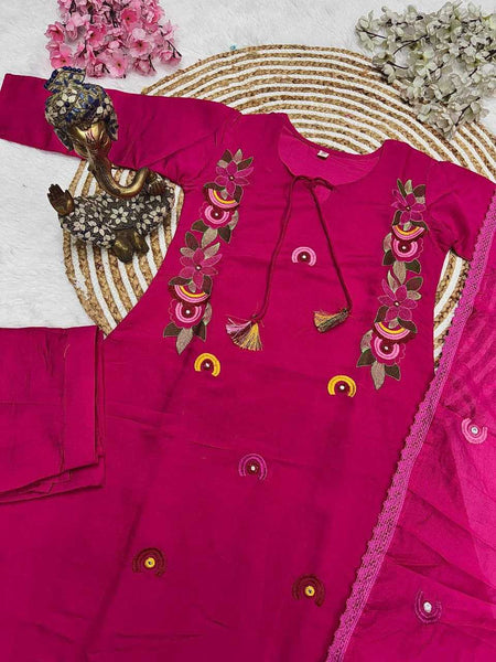 Chanderi Silk RIN217 316 Suits & Dresses Wholesale Ladies Suits Embroidery Suits Chanderi Suit