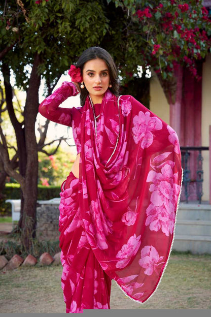 Chiffon KESH134 7011 Sarees Wholesale Printed Sarees Chiffon Sarees Lightweight Sarees