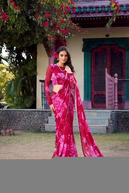 Chiffon KESH134 7011 Sarees Wholesale Printed Sarees Chiffon Sarees Lightweight Sarees