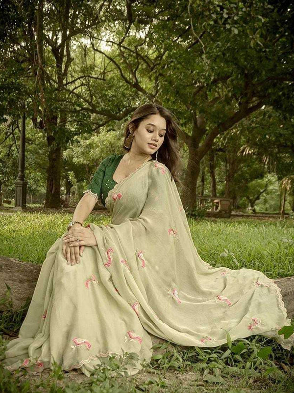 Chiffon RIN171 KOKILA- 380 Sarees Silk Sarees Wedding Collections Wholesale Chiffon Sarees Embroidered Sarees Mehendi Outfits