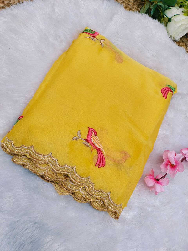 Chiffon RIN171 KOKILA- 380 Sarees Silk Sarees Wedding Collections Wholesale Chiffon Sarees Embroidered Sarees Mehendi Outfits