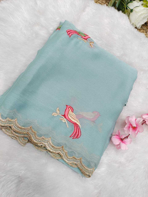 Chiffon RIN171 KOKILA- 380 Sarees Silk Sarees Wedding Collections Wholesale Chiffon Sarees Embroidered Sarees Mehendi Outfits