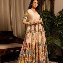 Chinon KESH485 56 Gowns Wholesale Printed Gowns Anarkali Gown Long Gowns